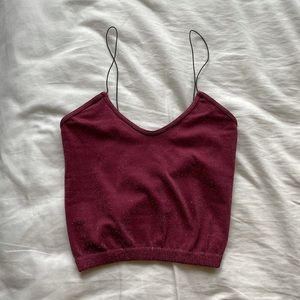 Free People Maroon Sparkle Tank